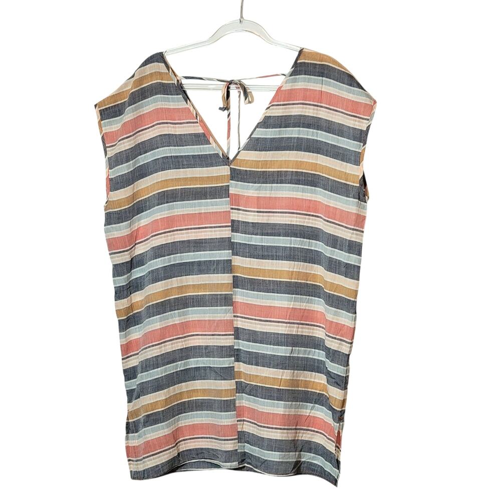 Madewell NWT Multicolor Striped V Neck Mini Swimsuit Coverup Beach Vacation M